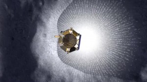 2009_10_06 LCROSS impact LCROSS Shepherding spacecraft observing the plume from the LCROSS "Centaur" impact