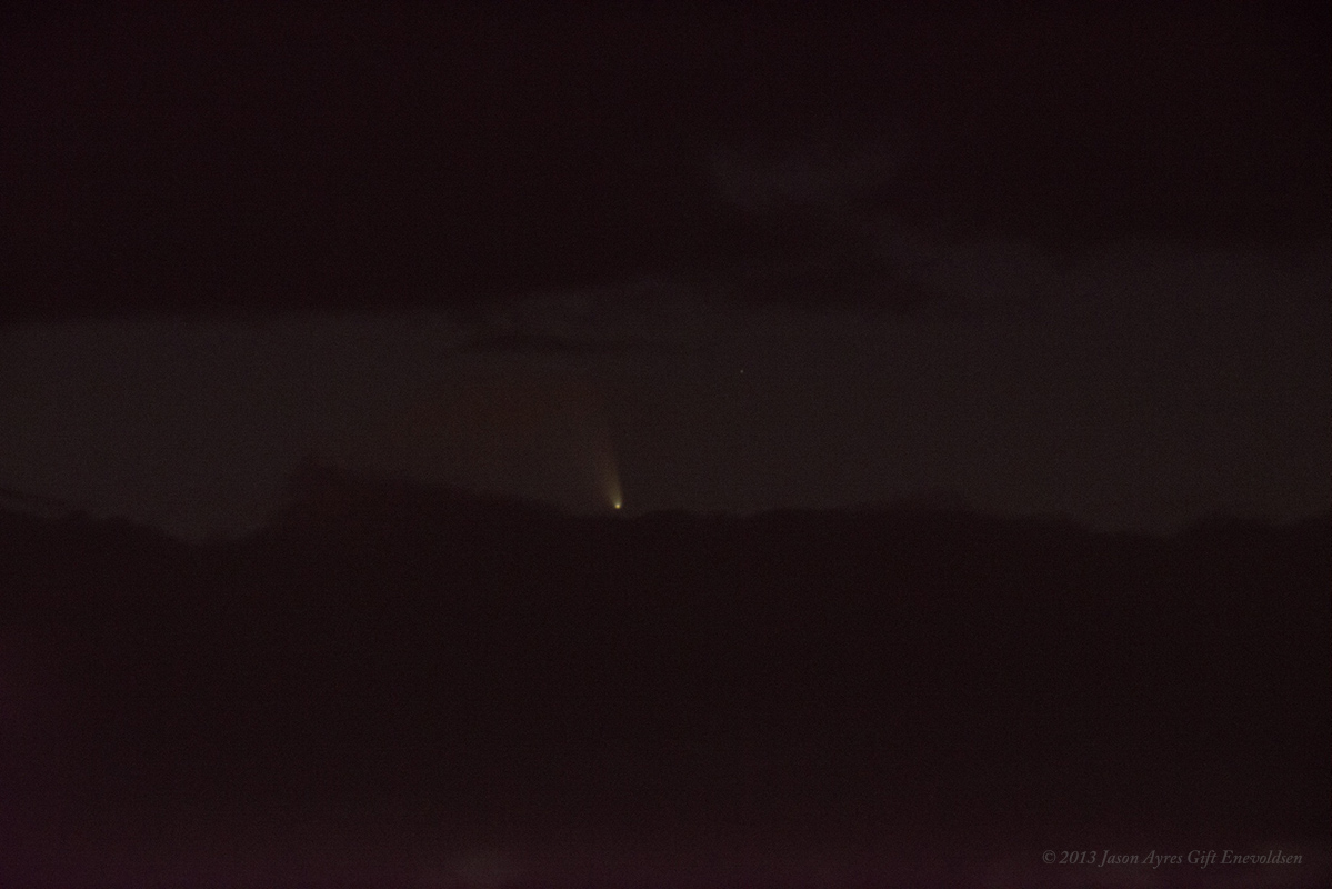 Comet PanSTARRS from West Seattle at 8:32pm on Friday 3/15/2013 (c) my husband Jason Ayres Gift Enevoldsen. E-mail him at jason dot enevoldsen at gmail dot com for reuse permission.